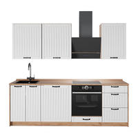 KÜCHENZEILE Fame-Line, Weiß Landhaus/Goldkraft Eiche, 230 cm, AP Eiche - Honigeiche/Weiß, Holzwerkstoff (230/206.8/60cm) - Vicco