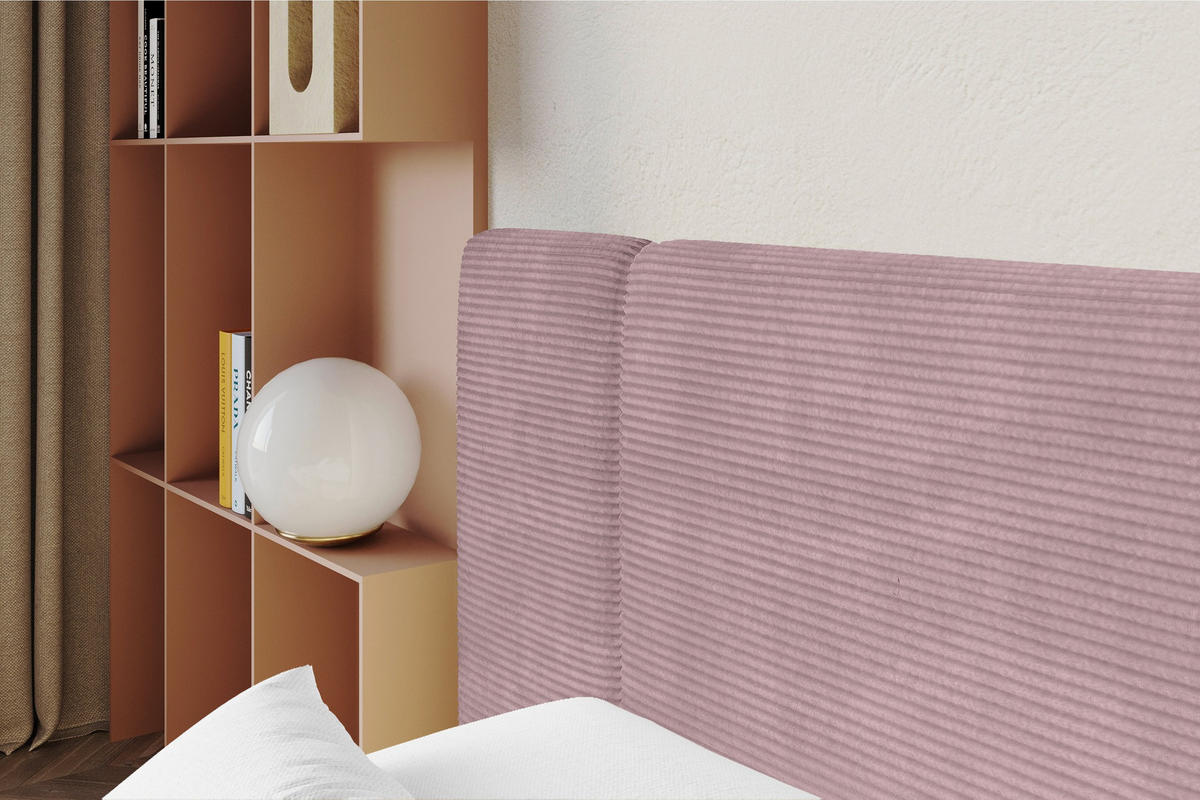 POLSTERBETT mit Bettkasten und Lattenrost, Bett mit Matratze H3/H4 - NILO 140x200 Rosa - Rosa, Holzwerkstoff/Textil (140/200cm) - ALTDECOR