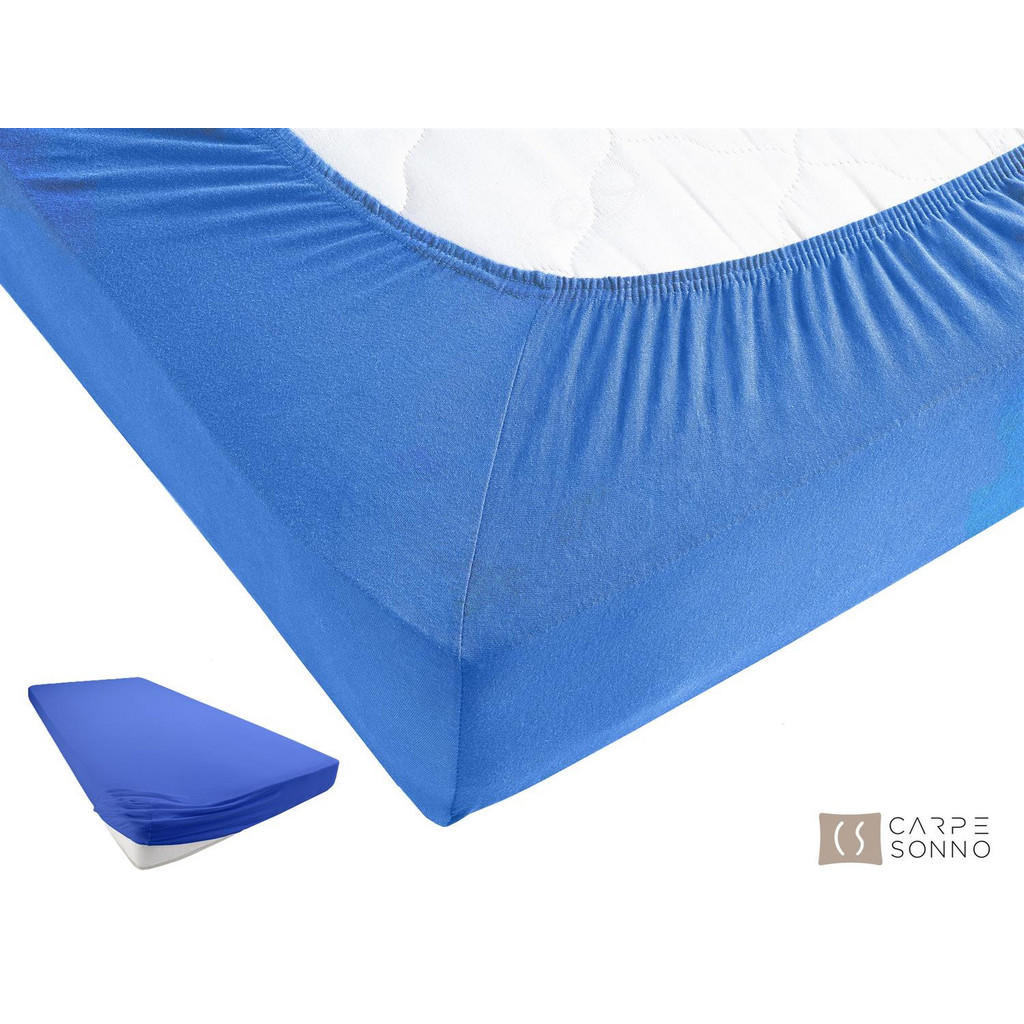 Thumbnail - Carpe Sonno Jersey-Spannbettlaken, Blau, Textil, Uni, Füllung: Baumwollfüllung, Rechteckig, 200x200 cm, Oeko-Tex® Made I...