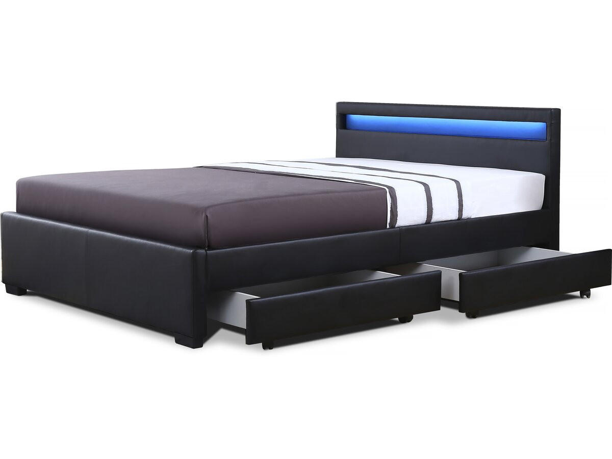 BETT Nico Schwarz - Schwarz, Holz (180/200cm) - Habitat Garten