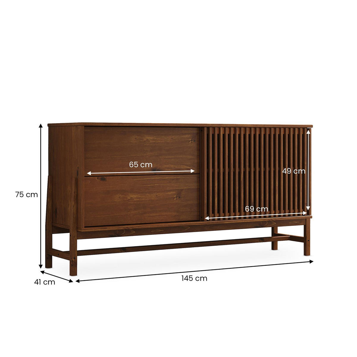 SIDEBOARD ADAMO Kastanie - Kastanienfarben, Holz (145/75/41cm) - IDIMEX