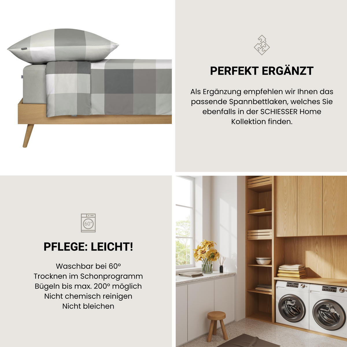 BETTWÄSCHESET Travis - Renforcé - 2-teilig - 155 x 220 cm - Mint - Mintgrün, Textil (155/220cm) - SCHIESSER