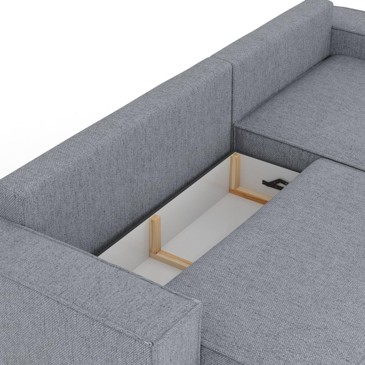 ECKSOFA TAURI mit Schlaffunktion Grau im Neve Stoff - Schwarz/Grau, Holz/Holzwerkstoff (294/185cm) - AltaBeds