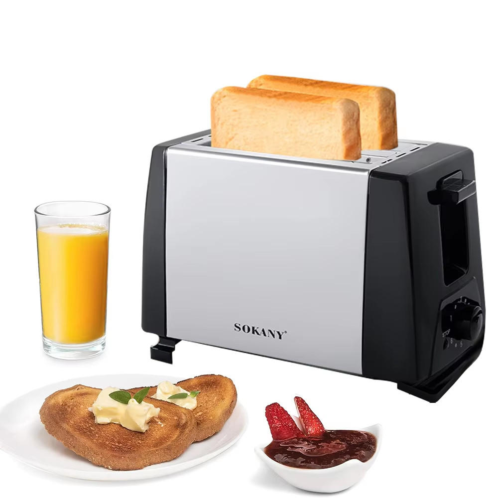 TOASTER 2 Scheiben 700W Edelstahl 6 Stufen Silber Schwarz - Silberfarben, Metall (23.2/16/12.5cm) - Kaket