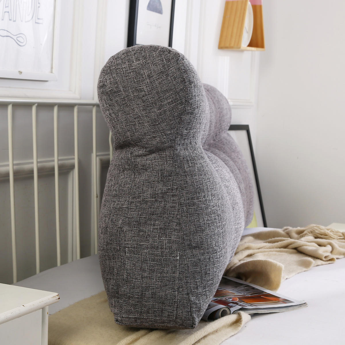 RÜCKENKISSEN Leinen Groß 200cm - Dunkelgrau, Textil (15/200cm) - Vercart