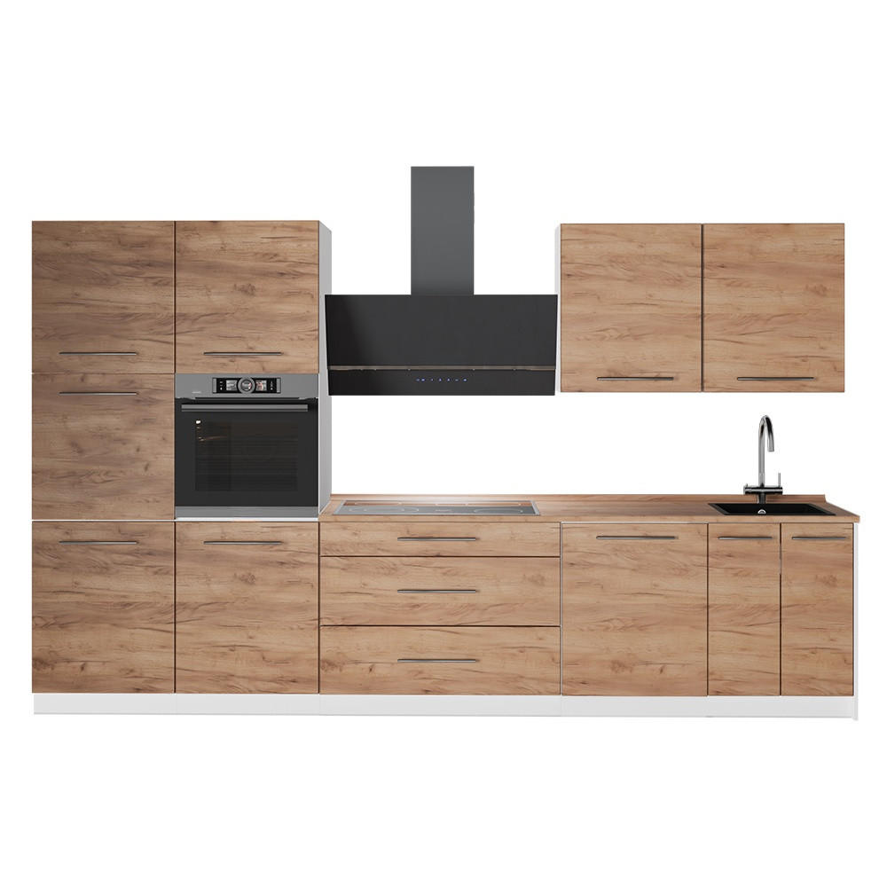 KUCHYNKA Fame-Line, Dub Goldkraft, 340 cm, AP Oak - biela/dub medový, kompozitné drevo (340/206.8/60cm) - Vicco
