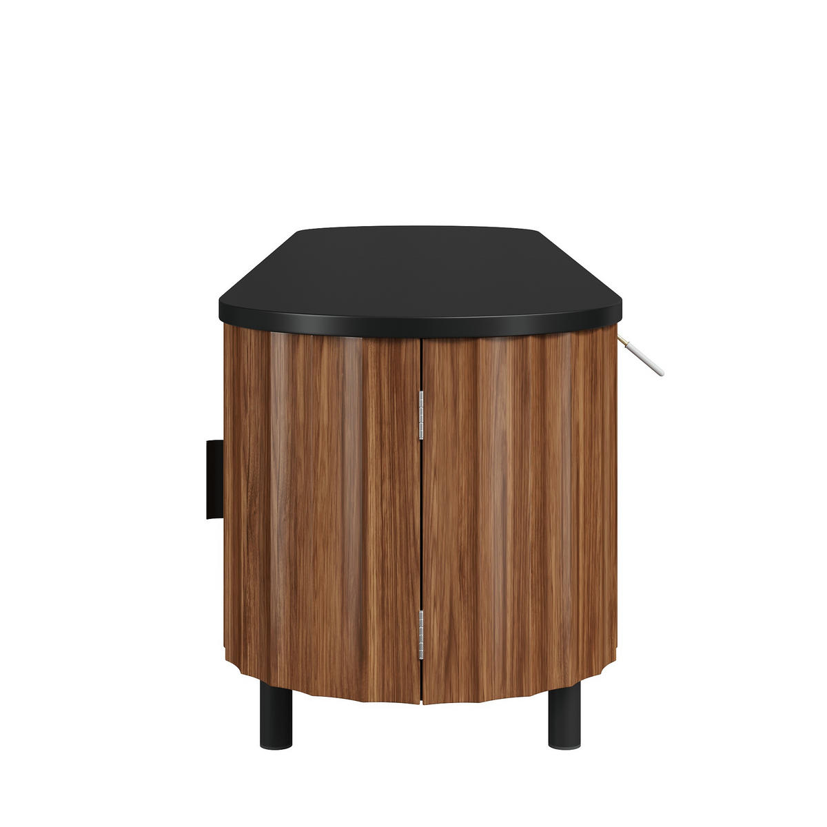 TV-LOWBOARD Nussbaum MDF 170cm mit 5 Türen Riffel-Optik & Eisenfüßen - Walnussfarben, Holzwerkstoff (170/47/40cm) - Urban Meuble
