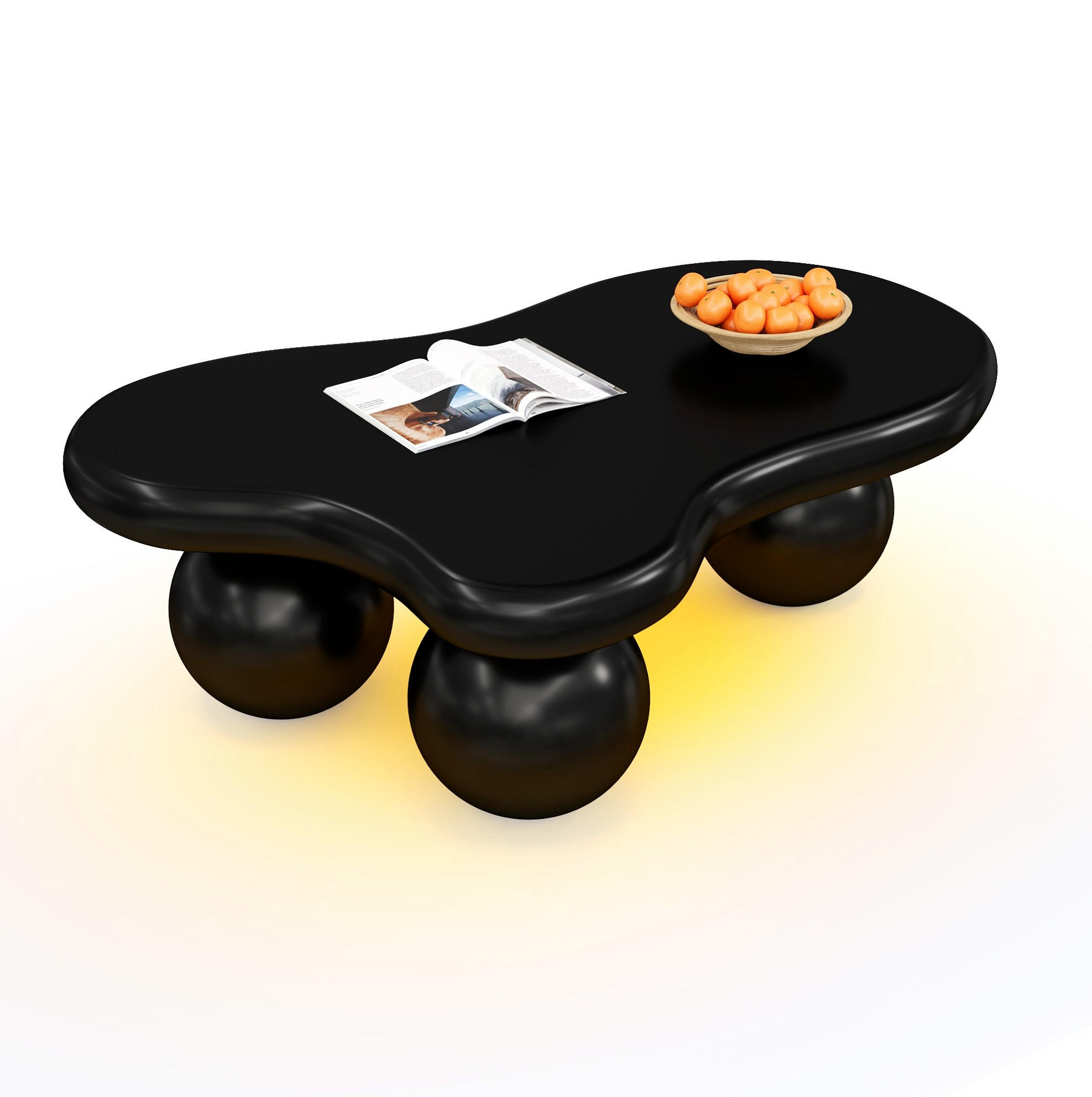 COUCHTISCH 95/62.5/32 cm schwarz aus MDF mit LED-Beleuchtung - Schwarz, Holzwerkstoff (95/62.5/32cm) - OKMYHOME