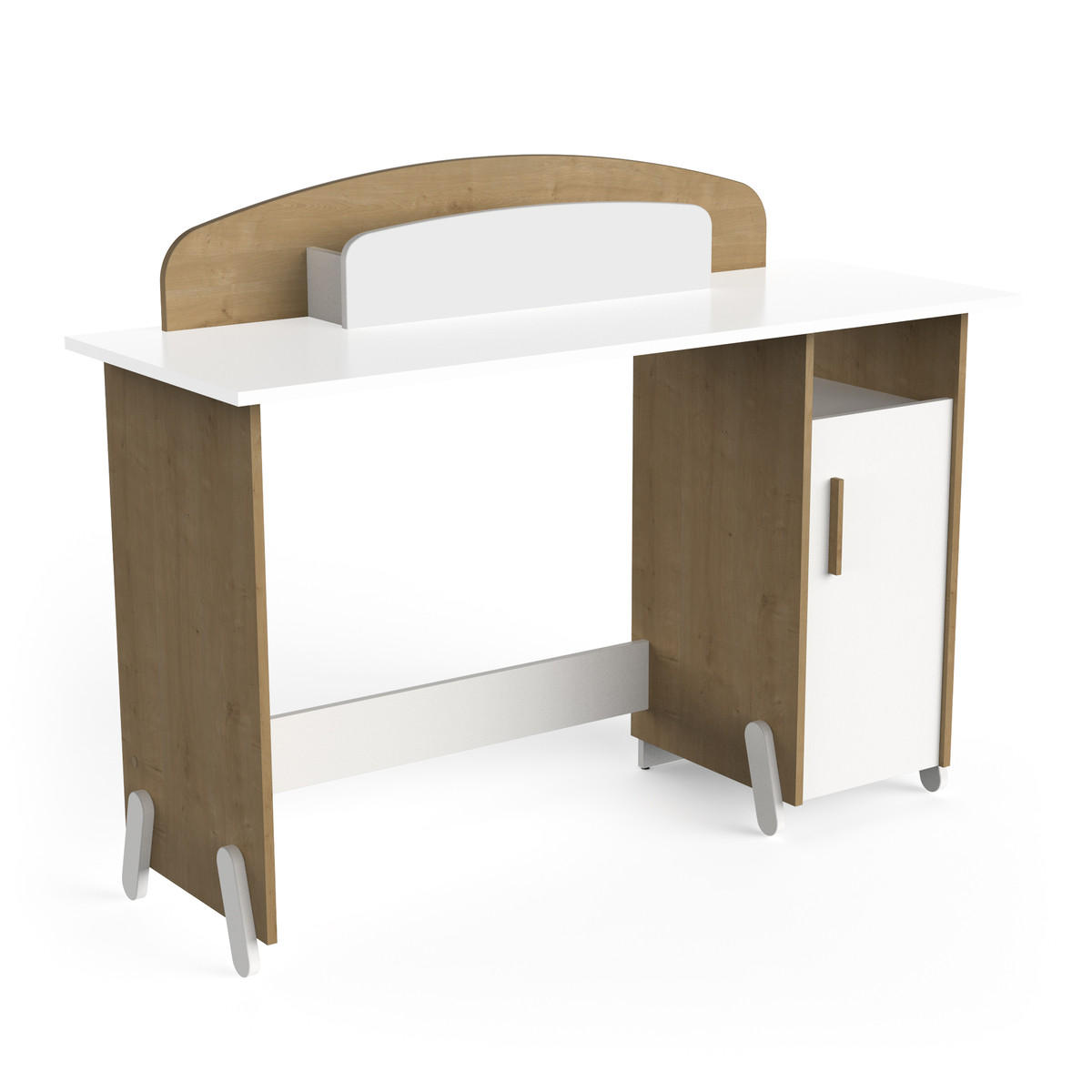 SCHREIBTISCH 1 Fach und 1 Tür B134,8 cm - NAILI - Weiß, Holzwerkstoff (50/103.4/52.5cm) - Calicosy