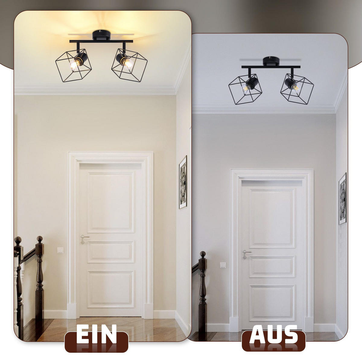 STRAHLER Fürth 2-flammig 26.8/10/17 cm - Schwarz, Metall (26.8/10/17cm) - Nettlife