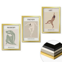 WANDBILDER 3er Set - 20x30 cm Goldrahmen - Stilvolle Charaktere im Minimalismus - Goldfarben, Kunststoff (20/30cm) - ArtPrintCave