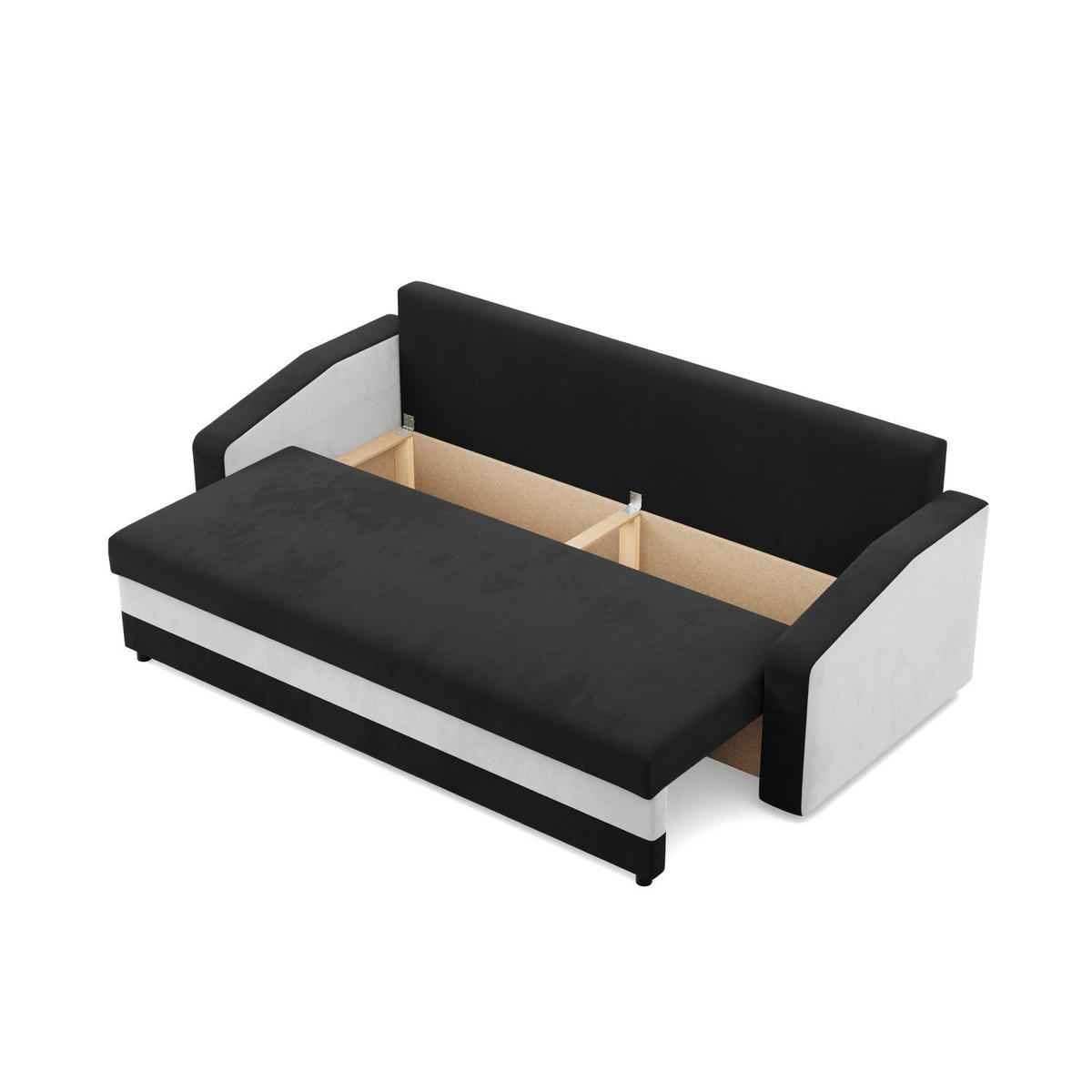 SOFA 3-SITZER MIT SCHLAFFUNKTION ORION, Schwarz + Weiß - Schwarz/Weiß, Textil (220/85/92cm)