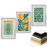 WANDBILDER 3er Set - 40x60 cm Silberner Rahmen - Pflanzenmuster Blüten Blätter - Silberfarben, Kunststoff (40/60cm) - ArtPrintCave