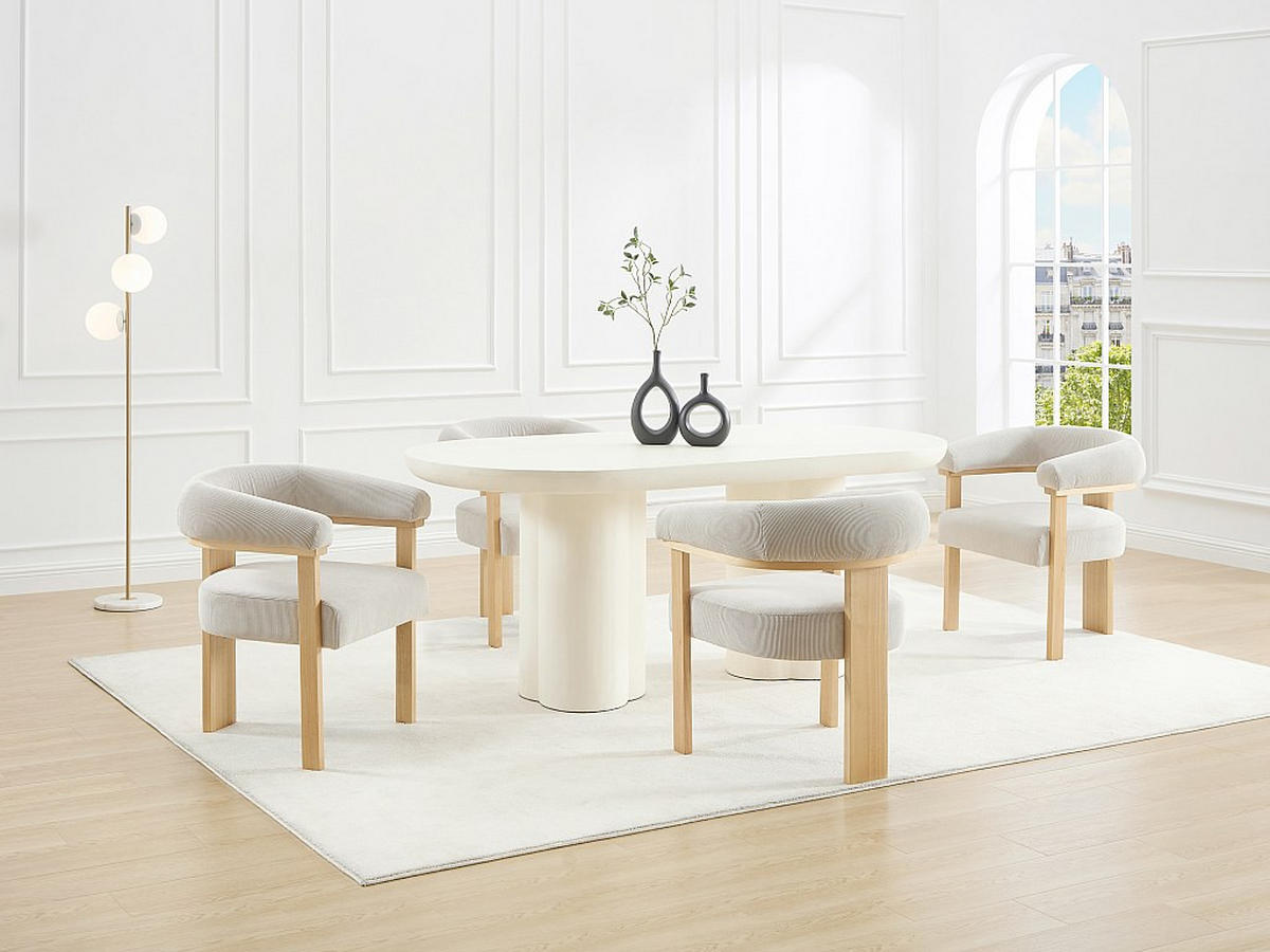 STUHL mit Armlehnen 1er - Cord & Kautschukholz natur - Beige - LIVELIA - Beige, Textil (60/78/64cm) - Pascal Morabito