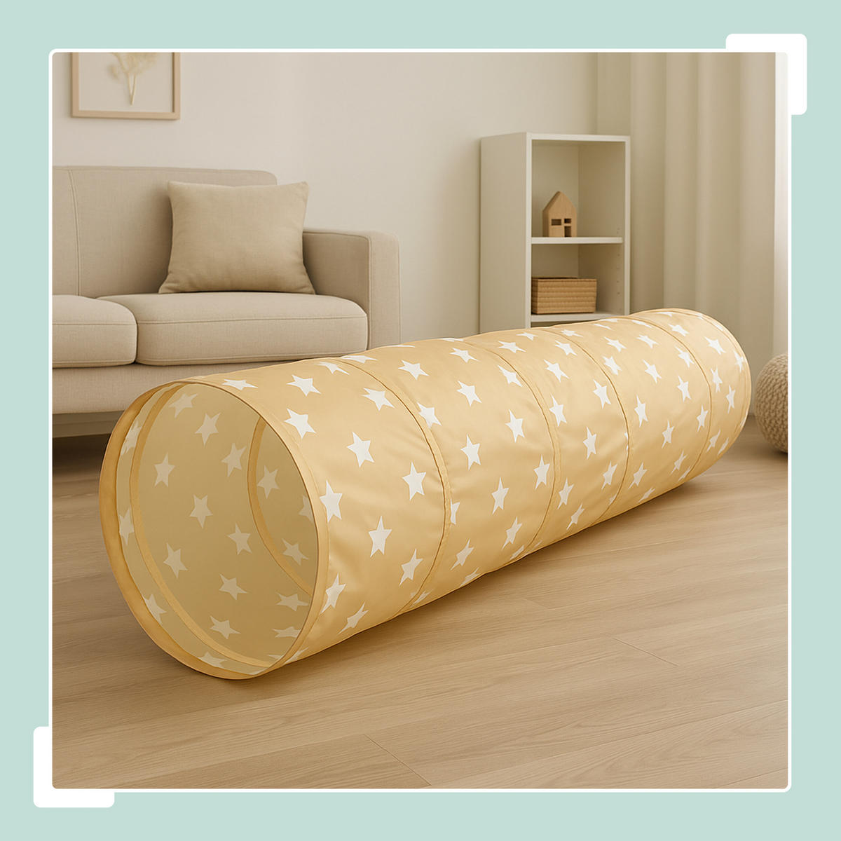 SPIELTUNNEL - Beige, Textil/Metall (180/45/45cm) - Relaxdays
