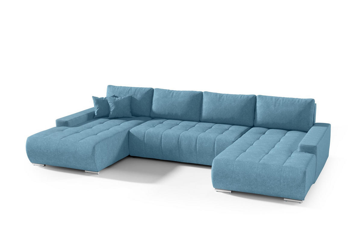 WOHNLANDSCHAFT Vogar In Aston - Hellblau, Holzwerkstoff/Textil (350/85/185cm) - Fun Möbel