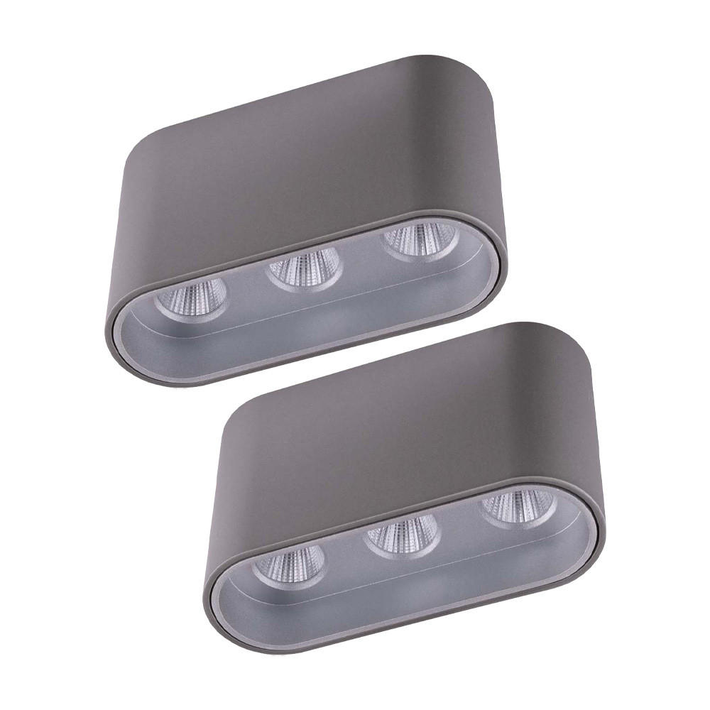 LED DECKENLEUCHTE Aluminium Grau 2er Set - Grau, Metall (10.5/3.8/6.4cm) - Globo Lighting