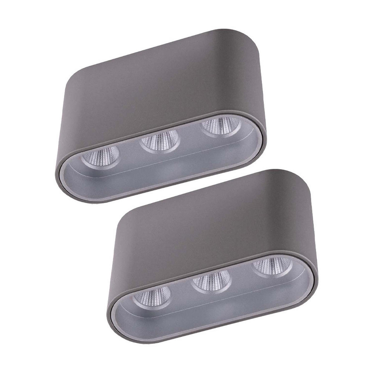 LED DECKENLEUCHTE Aluminium Grau 2er Set - Grau, Metall (10.5/3.8/6.4cm) - Globo Lighting