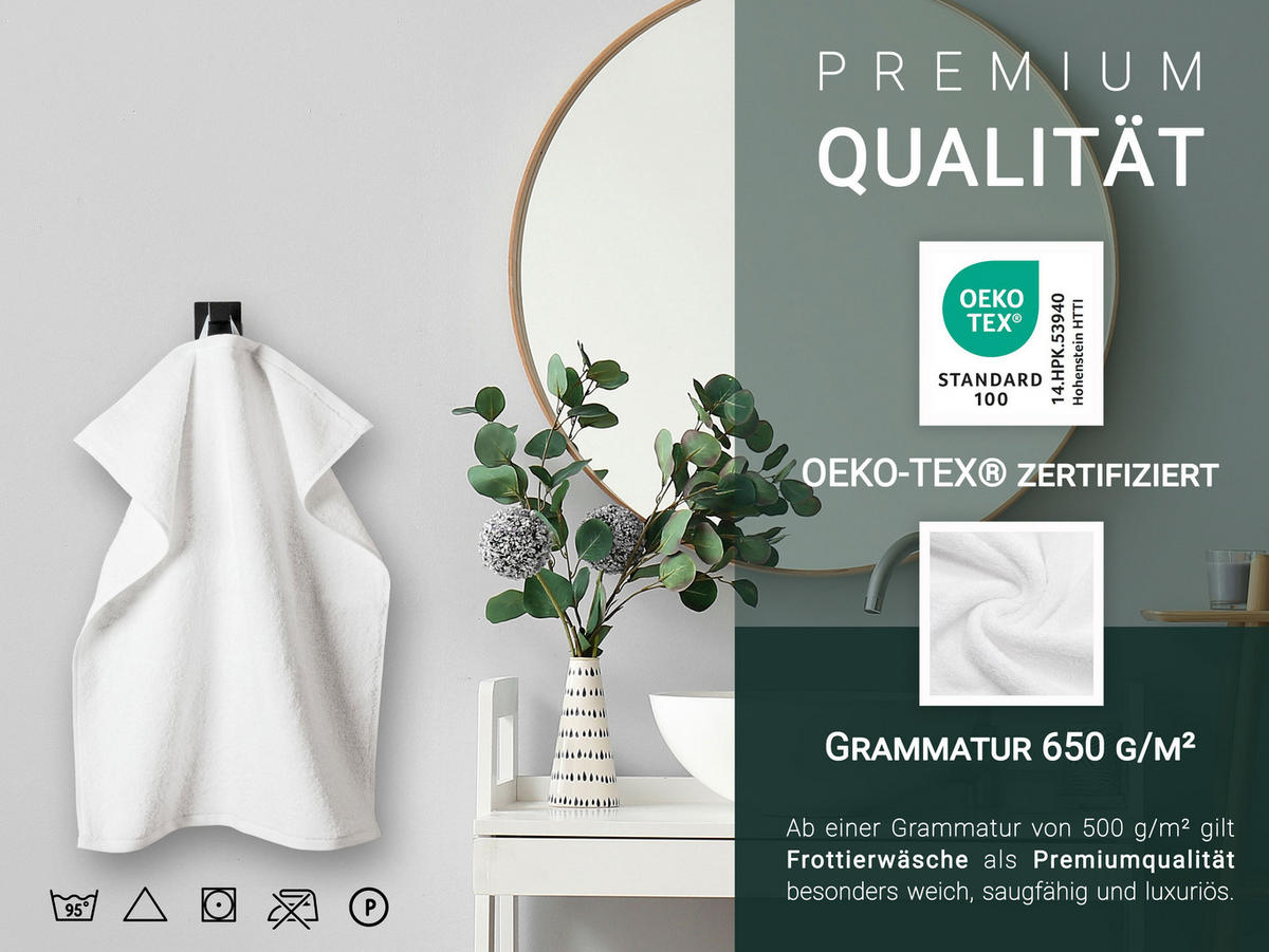 HANDTÜCHER, 6er-Set, 50x70 cm, 100% Baumwolle, Weiß - Weiß, Textil (70/50cm) - Zollner