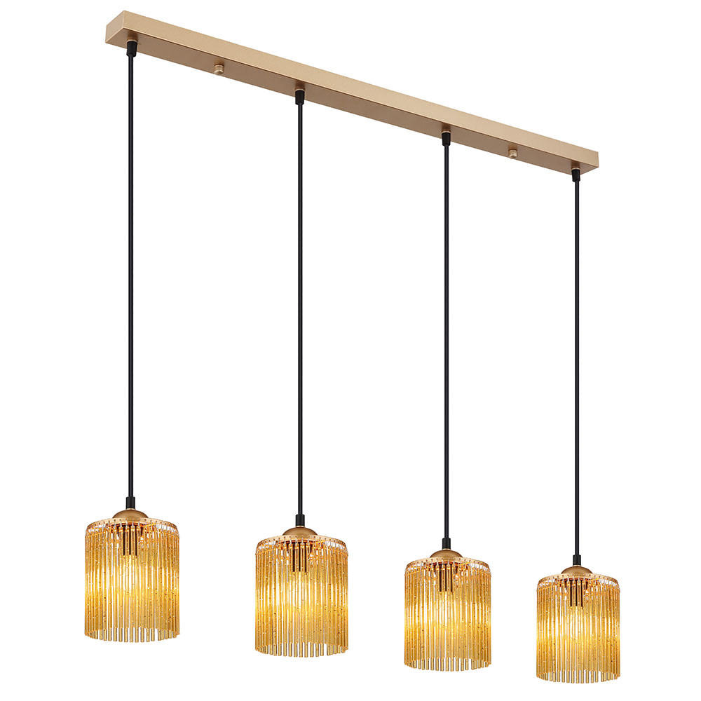 HÄNGELEUCHTE Leeds Gold Acrylstäbe Amber - Goldfarben, Metall (87/12/133cm) - Nowa