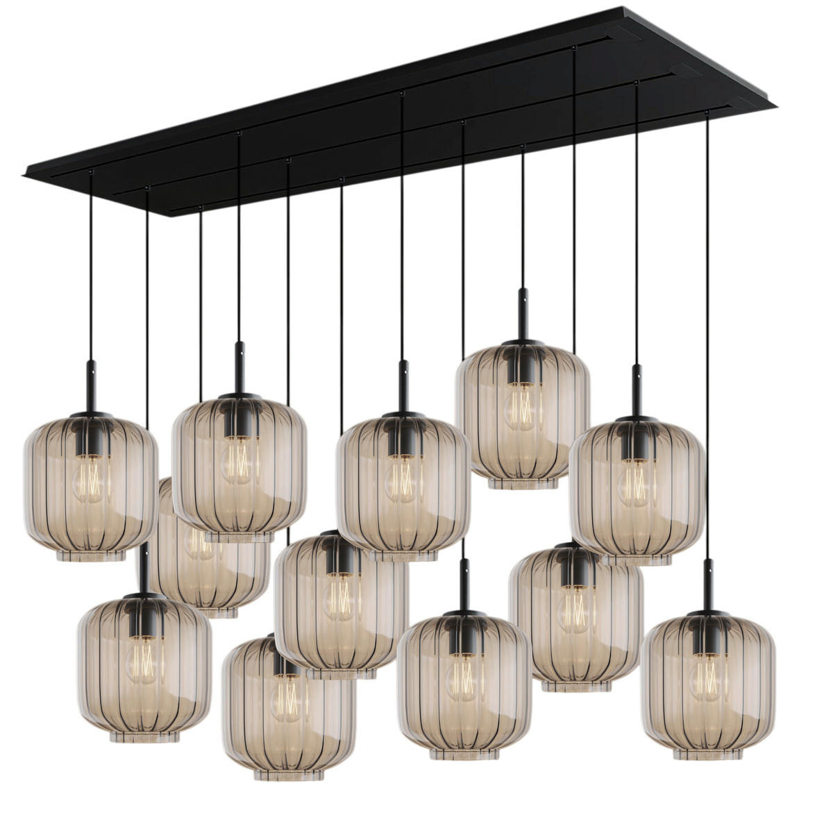 HÄNGELEUCHTE Velo 12-flammig Klar Ø 20cm - Klar/Schwarz, Glas (20/20/20cm) - s.luce