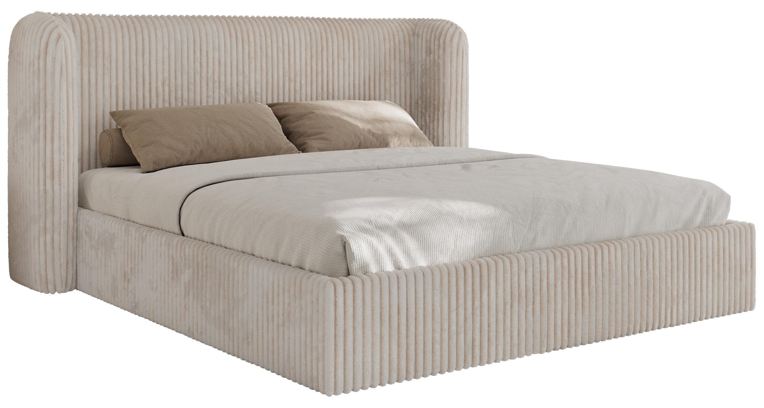 POLSTERBETT EMORA CLASSIC 200/200 - Beige Cord - Pocket-Matratze - Beige, Textil (200/200cm) - MKS