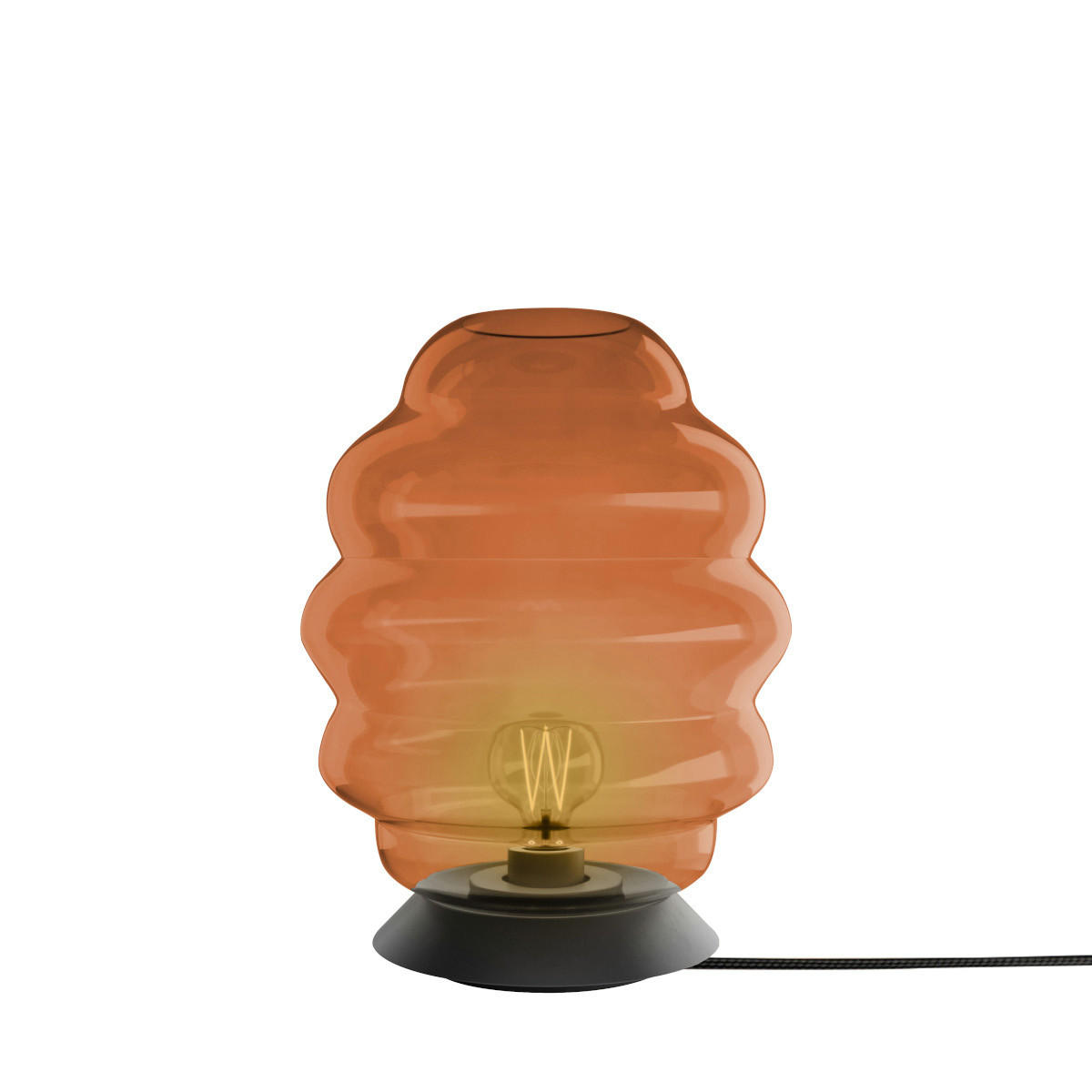TISCHLAMPE Echos Braun Ø 25cm - Braun, Glas (25/25/31cm) - s.luce
