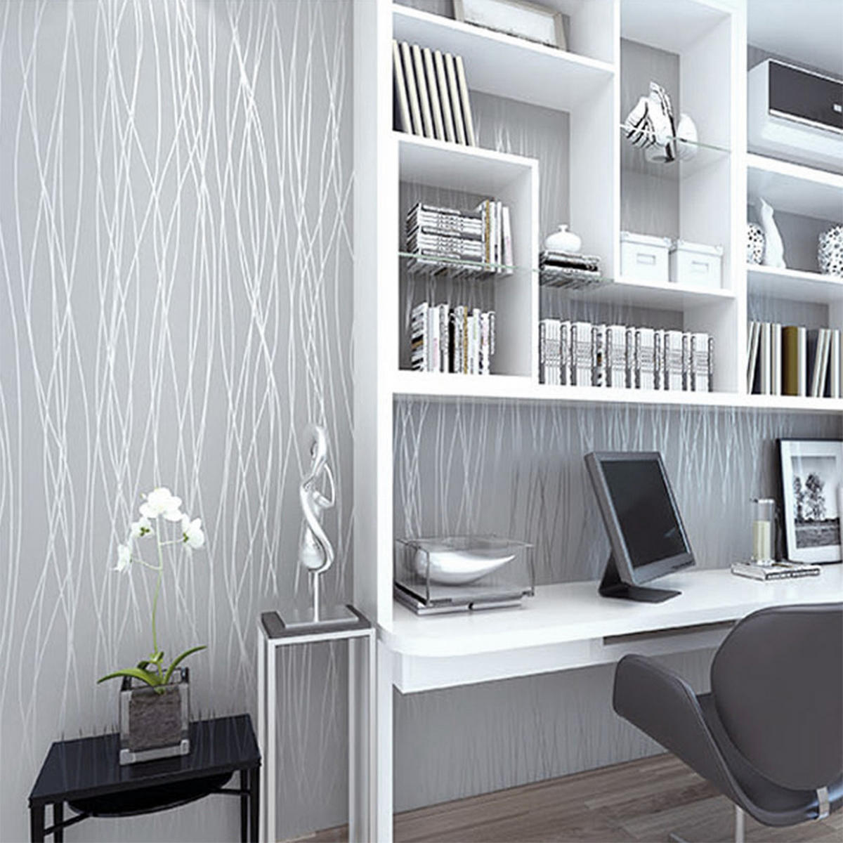 VLIESTAPETE mit silbernen Seidenstreifen Silbergrau Ästhetisches Design Einfache Anbringung 5m²/950 x 53 cm - Silberfarben, Naturmaterialien (950/1cm) - Livingandhome