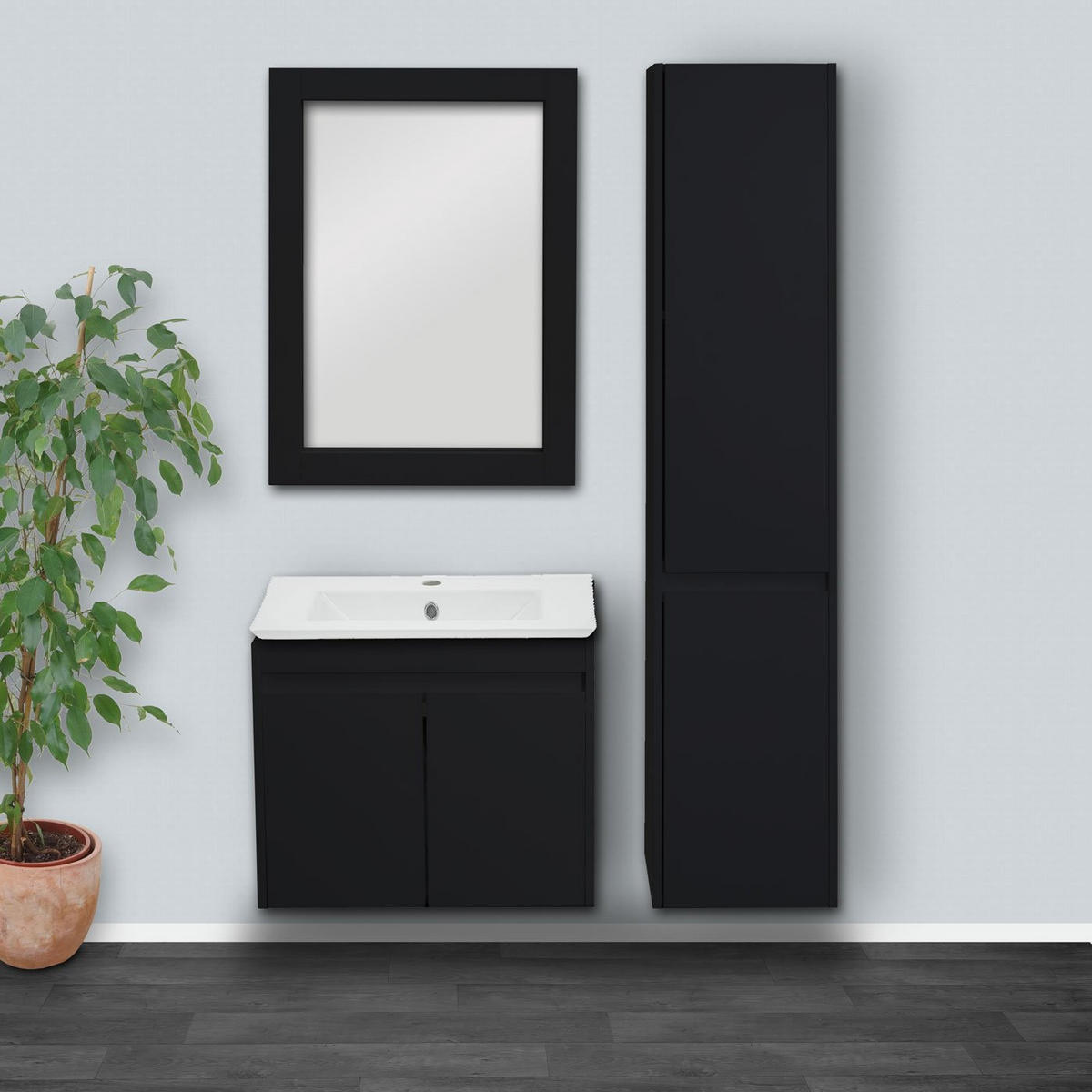 HÄNGESCHRANK Schwarz - Schwarz, Holzwerkstoff (33/160/28cm) - MCW