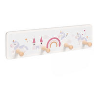 CUIER Multicolor copii 4-cârlige 10x38 cm - roz deschis/multicolor, compozit lemnos/lemn (38/10/5.5cm) - Relaxdays