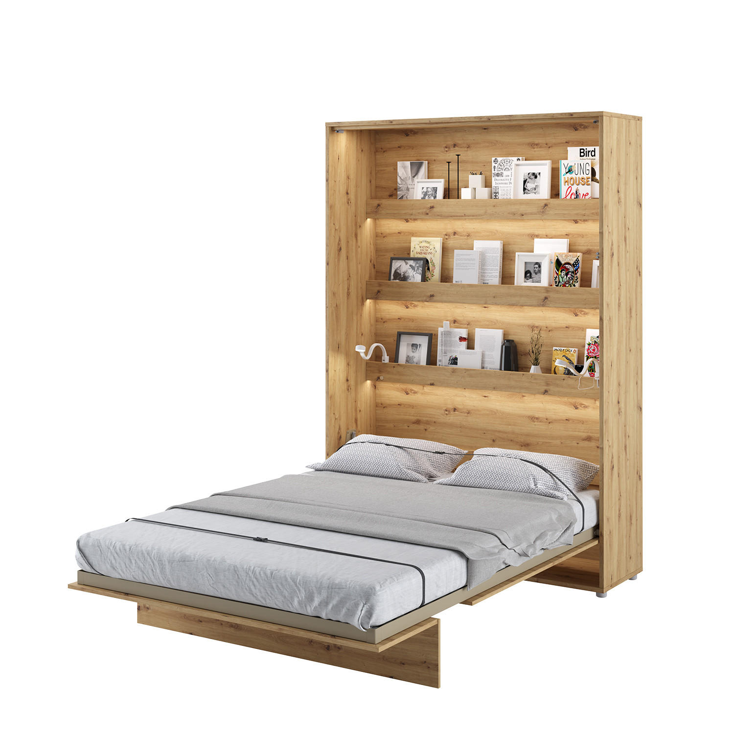 SCHRANKBETT BC-01 - 140x200cm Vertikal - Artisan Eiche mit Matratze - Eiche Artisan, Holzwerkstoff (140/200cm) - Meblini