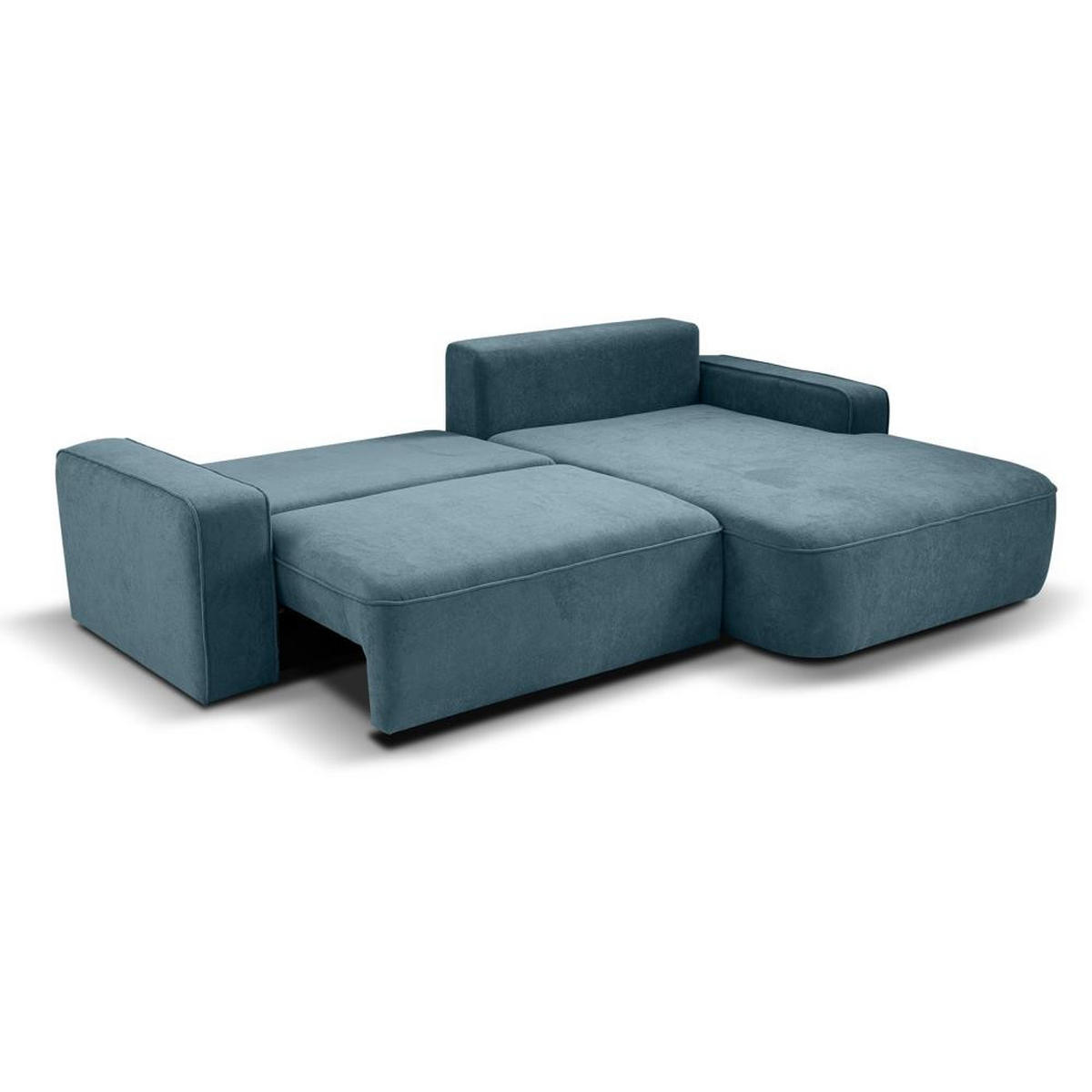 ECKSCHLAFSOFA Torre blau velours rechts - Blau, Textil (258/171cm) - Beautysofa