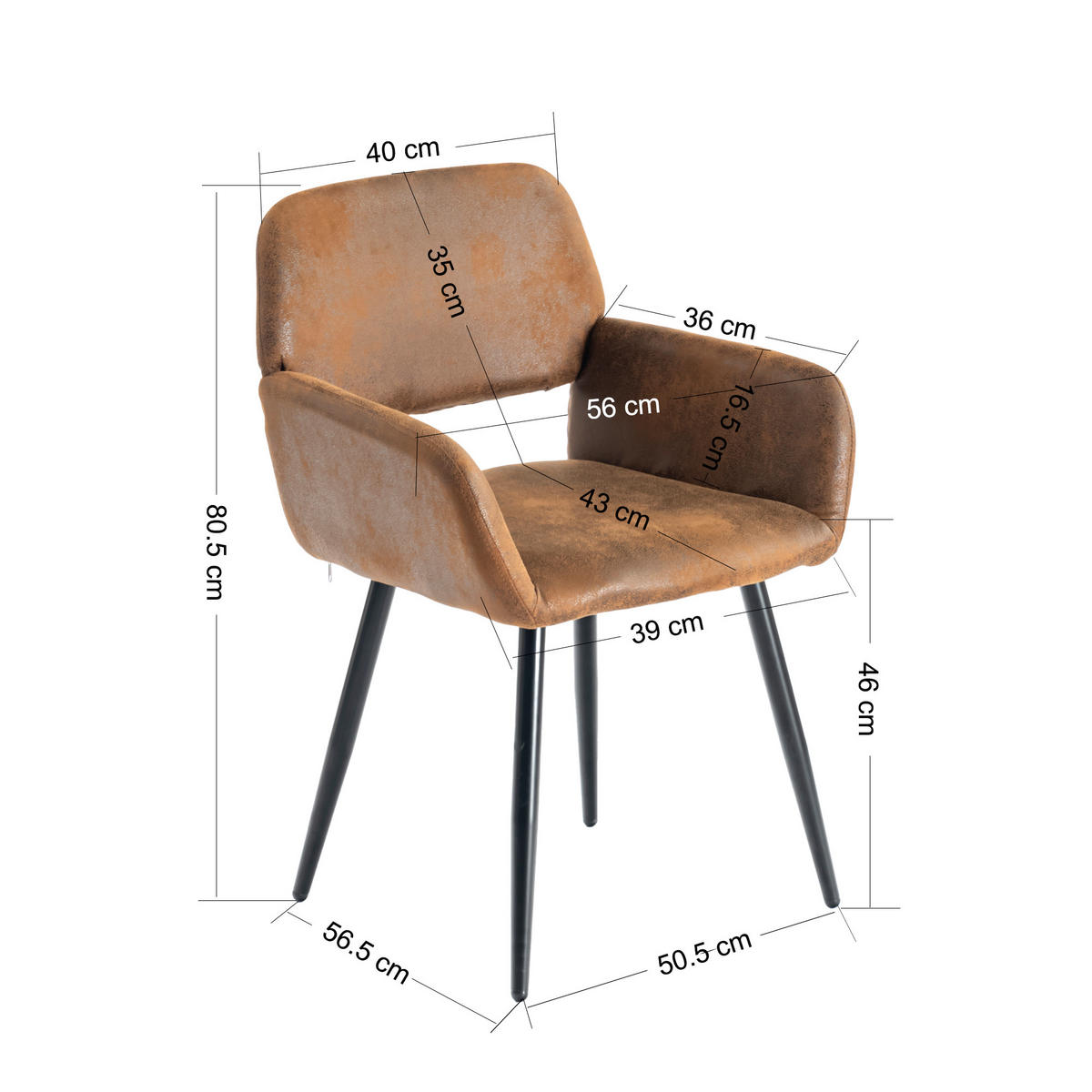 ARMLEHNSTUHL-SET 4 Stück Braun und Beige - Beige/Braun, Holzwerkstoff/Textil (56/76.5/53cm) - Urban Meuble