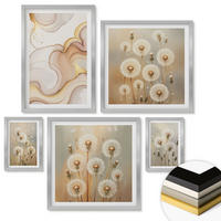 WANDBILDER 5er Set - 50x50 cm & 20x30 cm & 40x60 cm Silberner Rahmen - Zitronenblüten am Meer - Silberfarben, Kunststoff (40/60cm) - ArtPrintCave