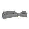 SITZGARNITUR 3+1 Henrik Grau Boucle - Braun/Grau, Holz/Textil (210/81/93cm) - S-Style Möbel