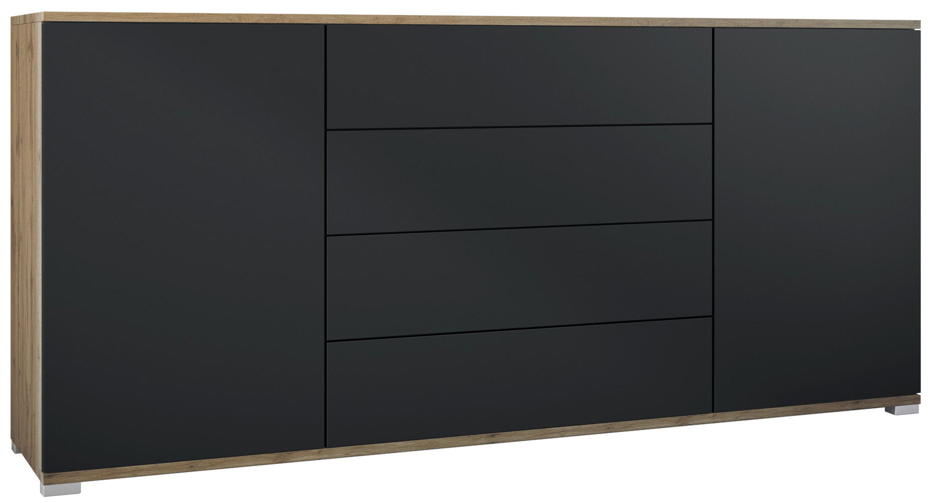 Vladon Sideboard Schwarz 166.5x75.5x35 cm