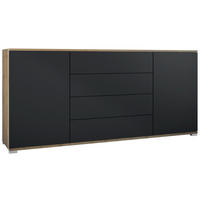 SIDEBOARD Santo Schwarz matt - Schwarz, Holzwerkstoff (166.5/75.5/35cm) - Vladon