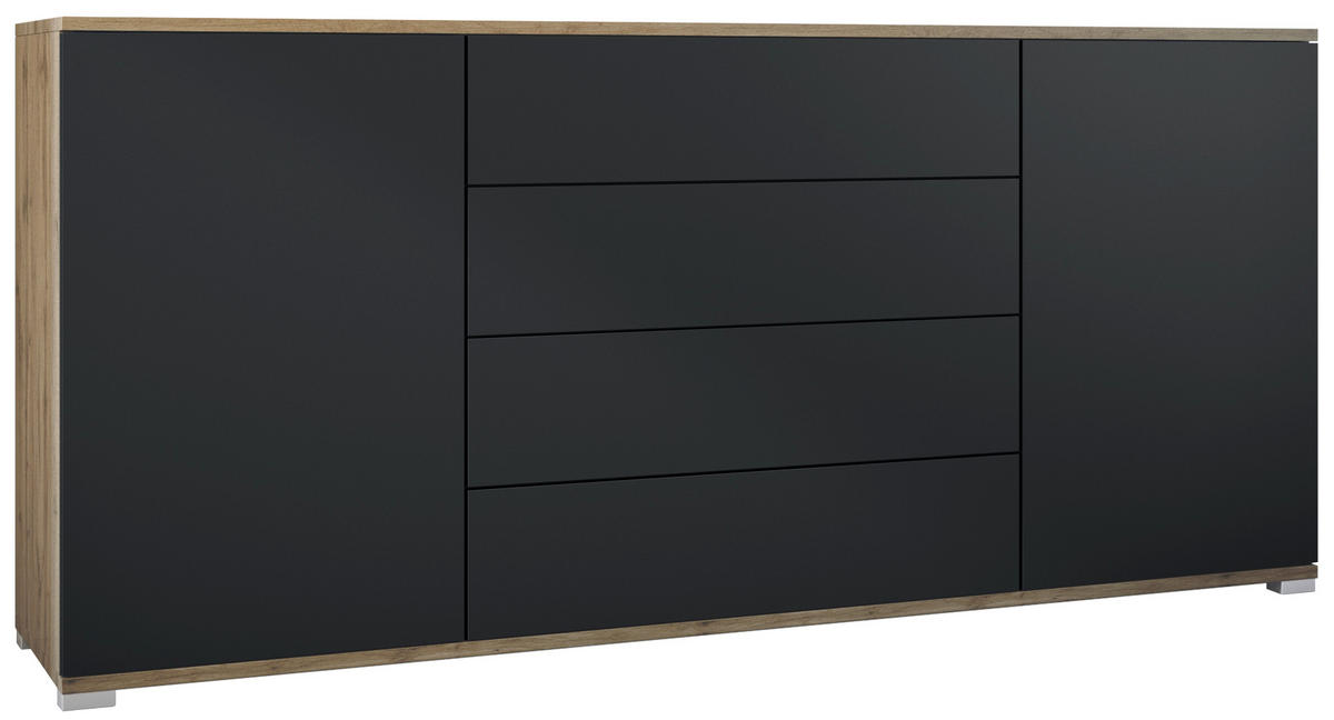 SIDEBOARD Santo Schwarz matt - Schwarz, Holzwerkstoff (166.5/75.5/35cm) - Vladon