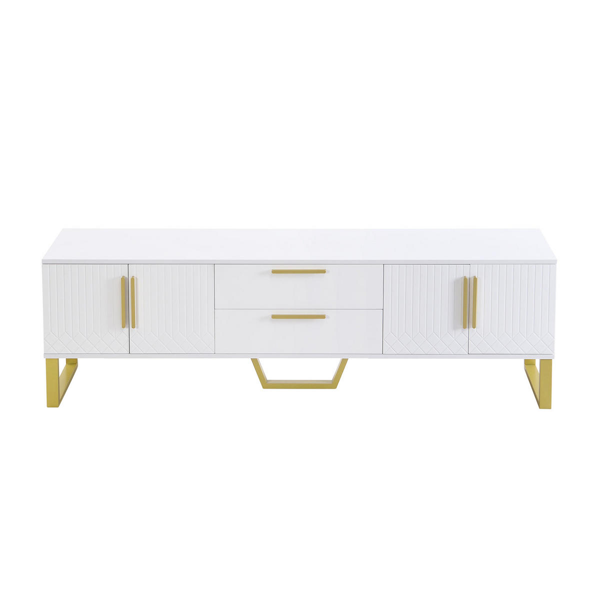 TV-SCHRANK Hochglanz 170 x 40 x 53,5 cm Weiß MDF mit 4 Türen - Weiß, Holzwerkstoff (40/53.5/170cm) - Beauniv