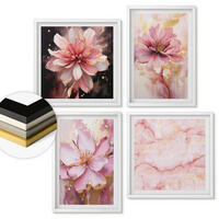 WANDBILDER 4er-Set - 50x50 cm & 40x60 cm Weißer Rahmen - Blumenarrangements aus weißen Rosen - Weiß, Kunststoff (50/50cm) - ArtPrintCave