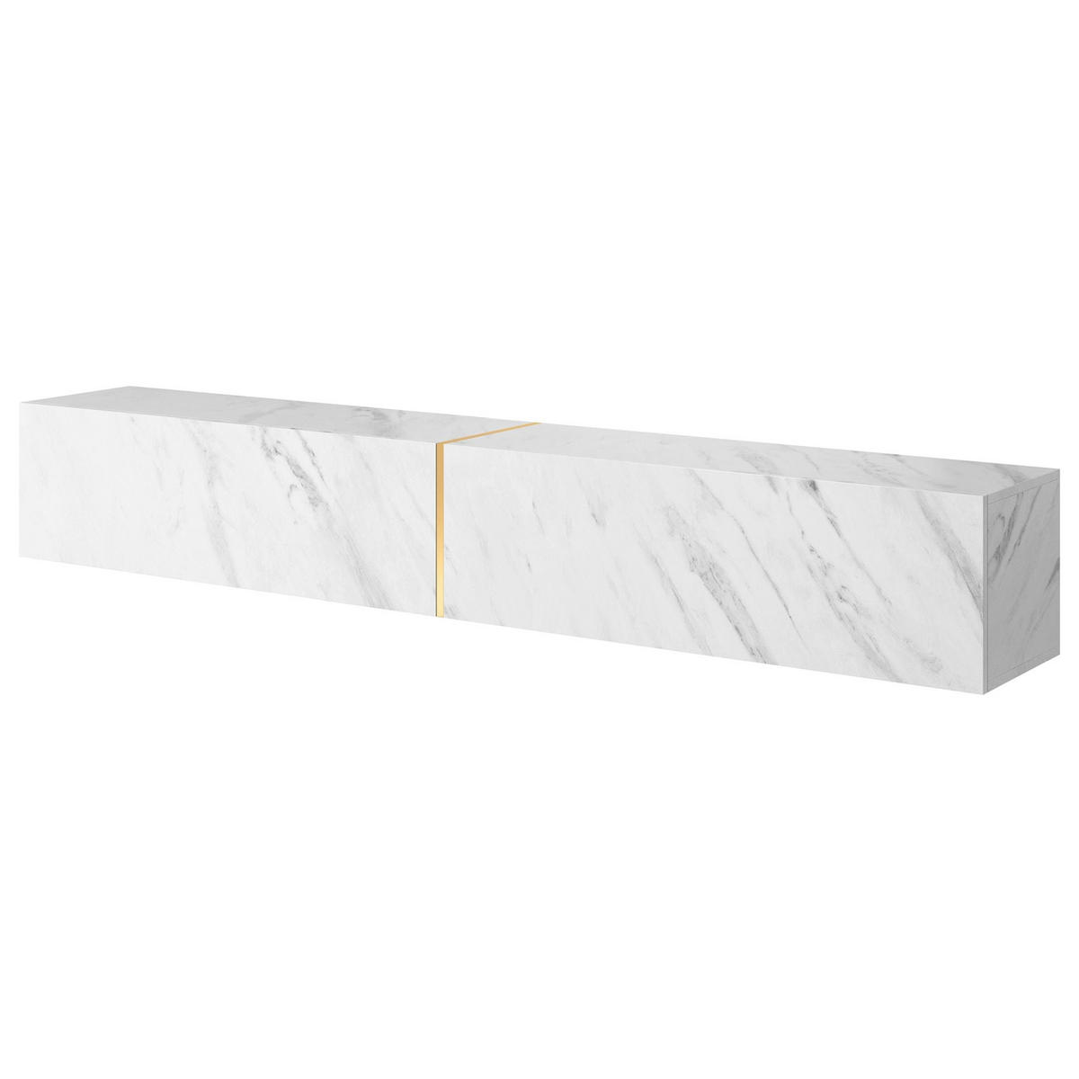 TV-LOWBOARD Bisira Weiße Marmoroptik / Gold 200/30/32 cm - Weiß, Holzwerkstoff (200/30/31.6cm) - Selsey