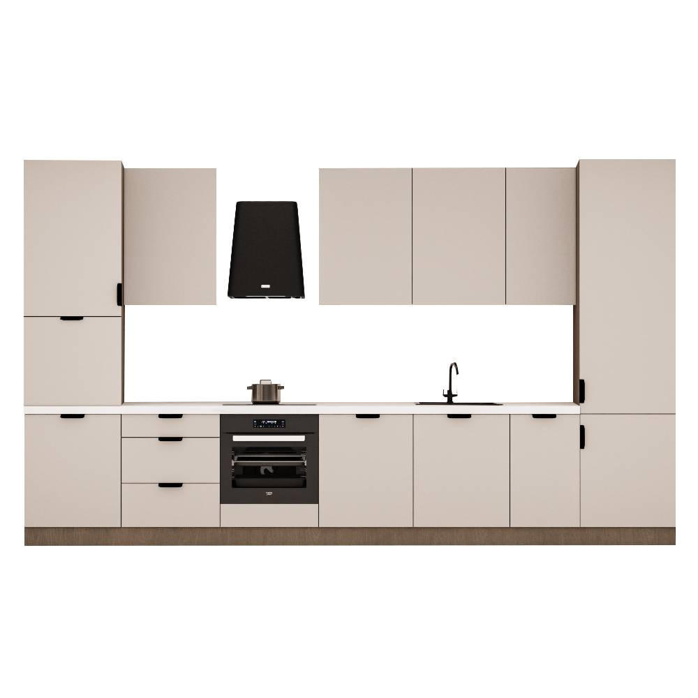 KÜCHENZEILE 400 cm - Sorento KS9-M400 - in Beige / Dunkle Eiche - Eichefarben/Beige, Holz/Metall (400/247/58cm)