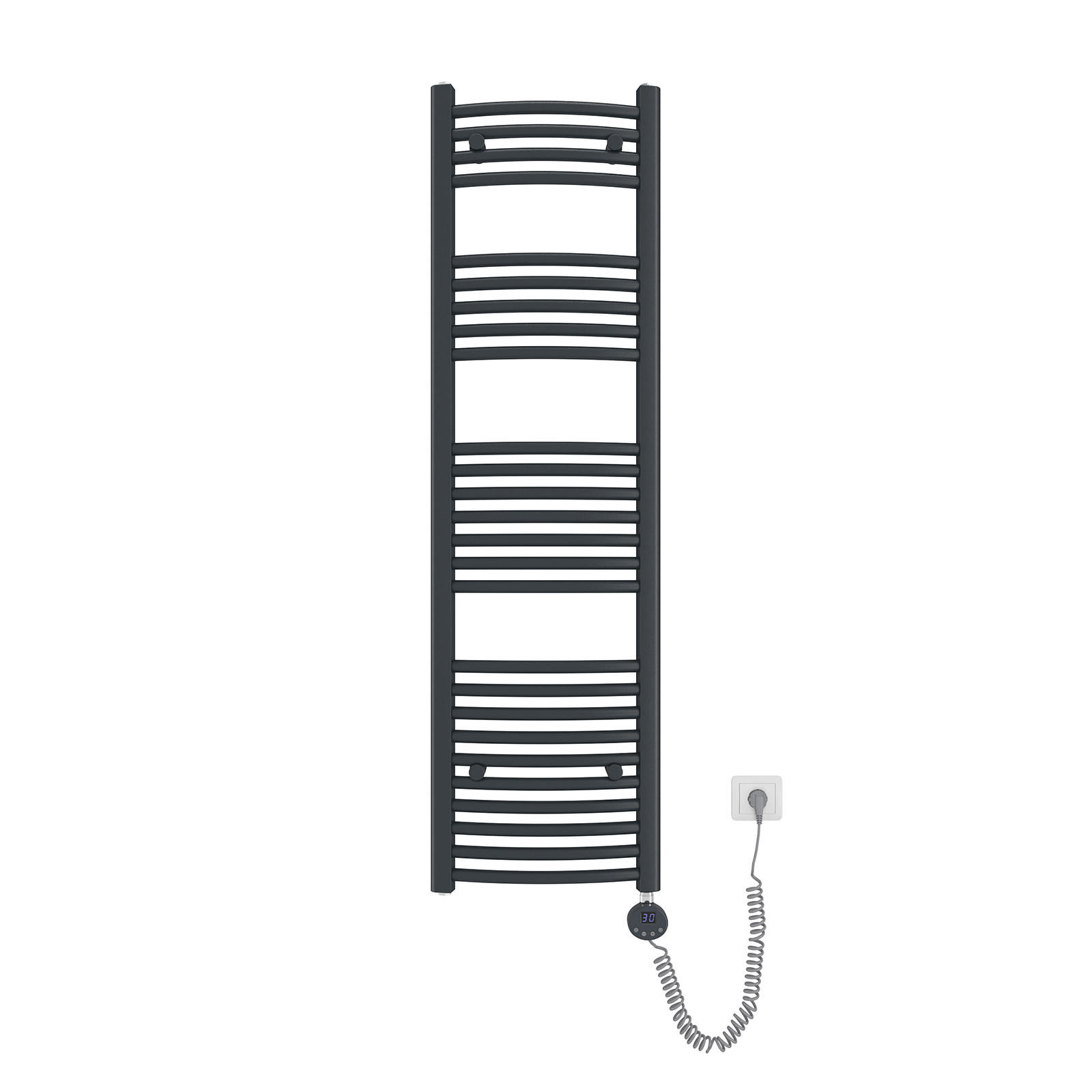 EMKE RADIÁTOR Elektrický zakřivený radiátor na ručníky, antracit, 140/40 cm