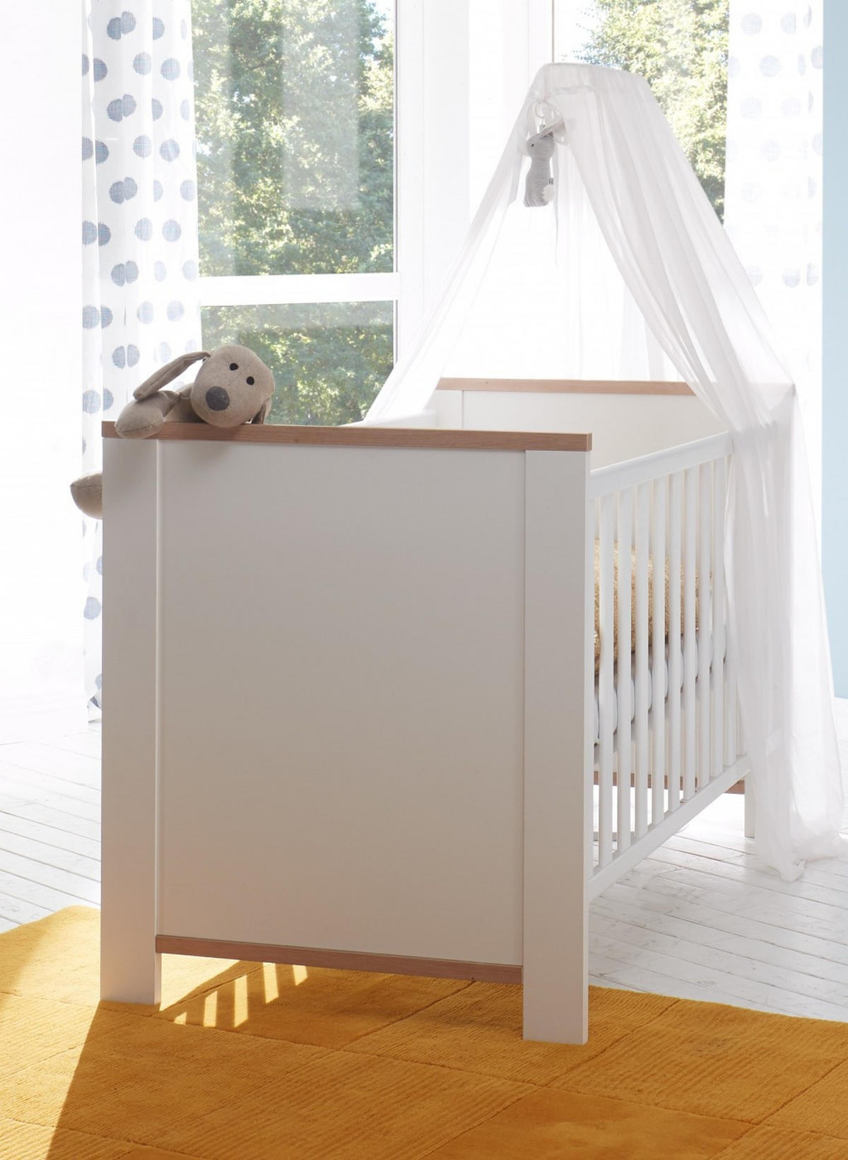 BABYZIMMER Adele in Weiß und Asteiche 4 teilig - Weiß, Holzwerkstoff (120/200/80cm)