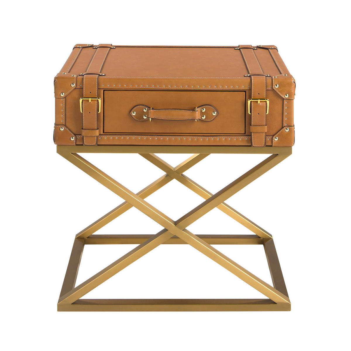 BEISTELLTISCH Rechteckig Kamel Gold 62/47/62 - Braun, Leder (47/62/62cm) - ANGEL CERDA