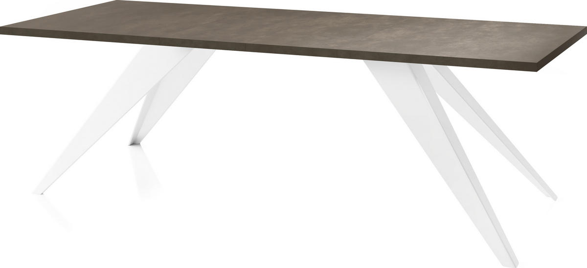 ESSTISCH Vance Weiß rechteckig ausziehbar, Dunkelgrauer Chicago Beton 140-240/80/76 cm - Dunkelgrau/Weiß, Holzwerkstoff/Metall (140/80/76cm) - WFL GROUP