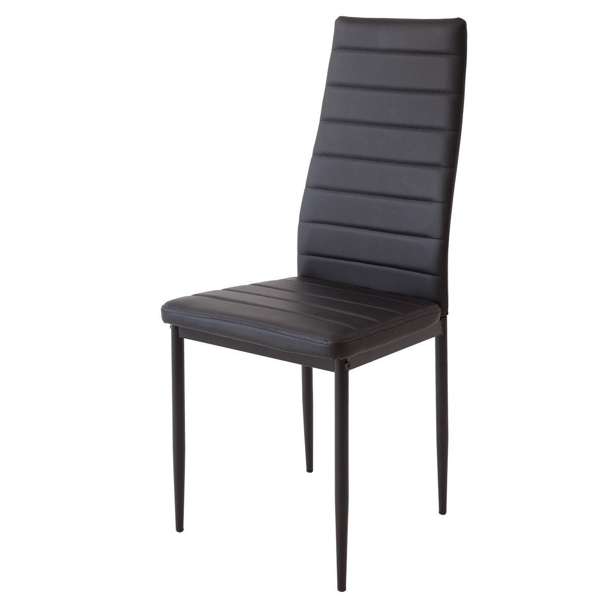 STUHL MILANO Lederimitat Metallbeine 4er Set Schwarz - Schwarz, Kunststoff/Metall (42/98/43cm) - Albatros
