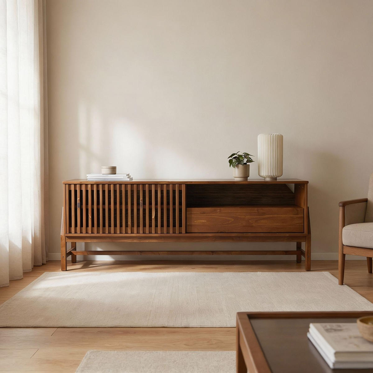 LOWBOARD ADAMO Kastanie - Kastanienfarben, Holz (145/53/41cm) - IDIMEX