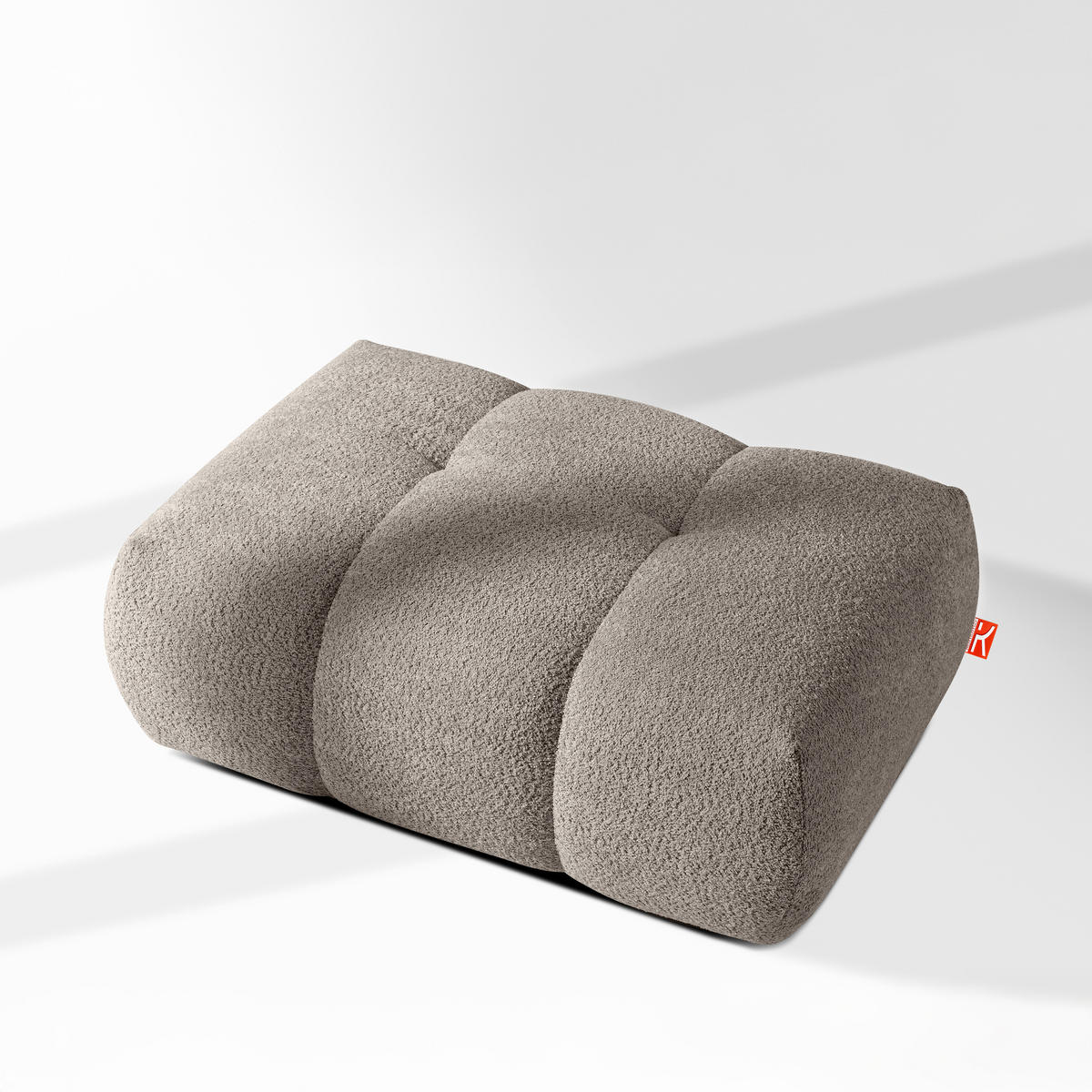 POUF LIRA, Grau, Bouclé - Grau, Holz/Holzwerkstoff (96/43/50cm) - KONSIMO®