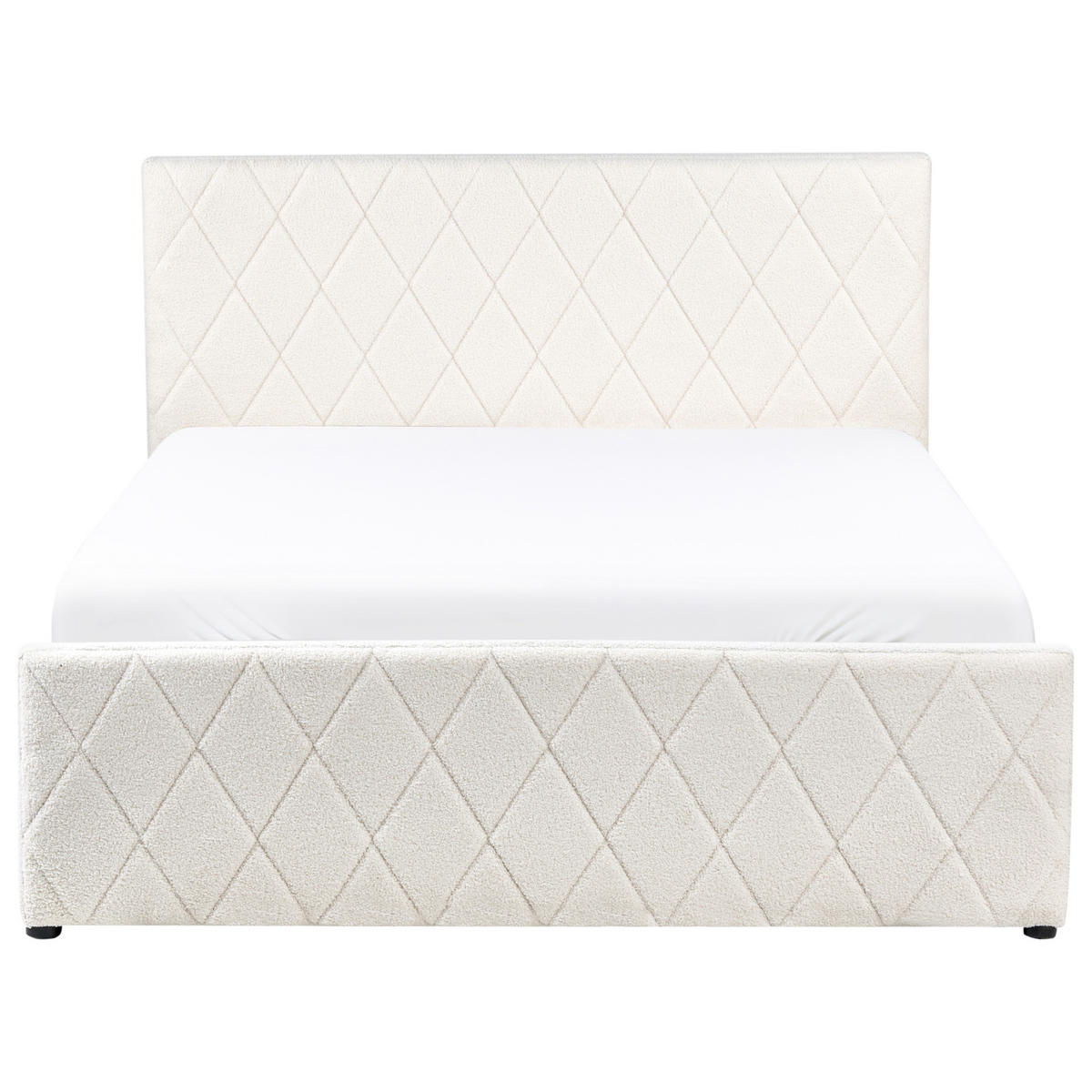 PAT cu spațiu de depozitare 140/200 cm bouclé alb crem Rochefort - crem, material textil (140/200cm) - Beliani
